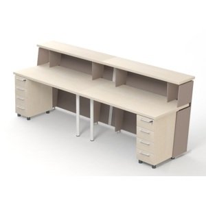 NARBUTAS - Recepce TERA 300x89,3x111,5 cm s pracovním stolem a dvěma fixními kontejnery
