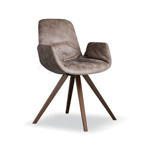 TONON - Čalouněná židle STEP SOFT s hranatou dřevěnou podnoží a područkami