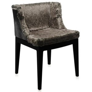 Kartell - Židle Mademoiselle Kravitz - šedá kožešina/kůže, černá