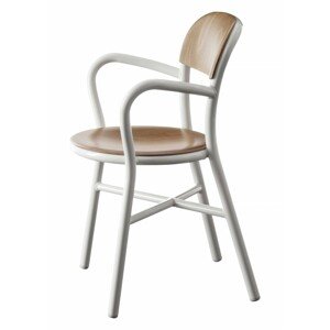 MAGIS - Židle PIPE s dřevěným sedákem a područkami - bílá