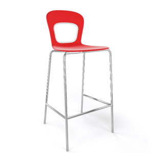 GABER - Barová židle BLOG - nízká, červenobílá/chrom