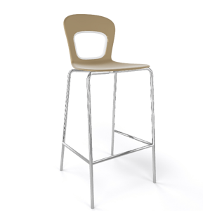 GABER - Barová židle BLOG - nízká, béžovobílá/chrom