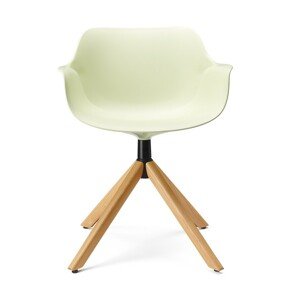 PATTIO - Otočná židle ABRIL s područkami a dřevěnou podnoží