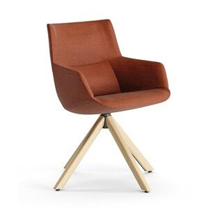 PATTIO - Otočná židle BOW s područkami a dřevěnou podnoží